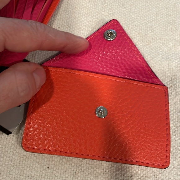 Credit card holder and tassel bag charm pink and orange, NWT - Picture 3 of 4